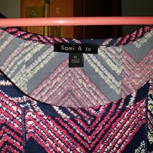 Women's navy and hot pink print dress